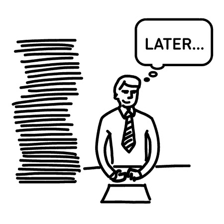 堆积文稿与迟迟未开始修改的漫画